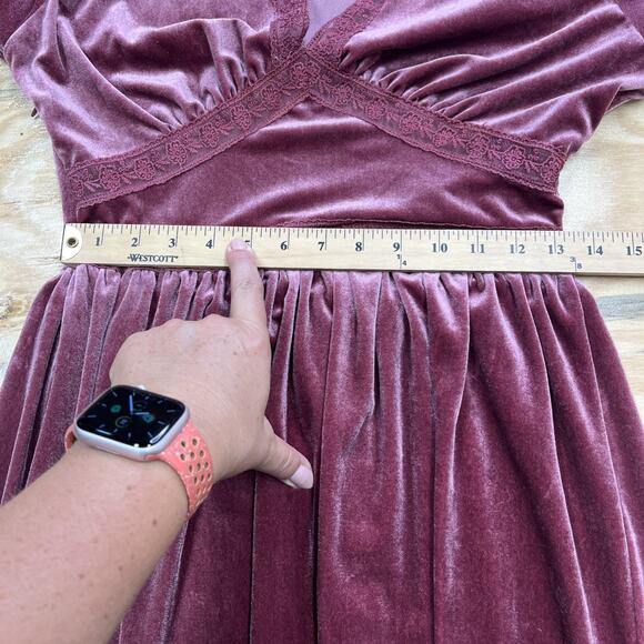 Zilcremo Velvet Babydoll Fit & Flare Midi Dress Size Medium Romantic Coquette - Picture 13 of 14